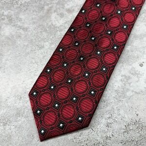 Tie Bar Microfiber Tie Mens One Size Red Geometric Pointed Made In China Necktie